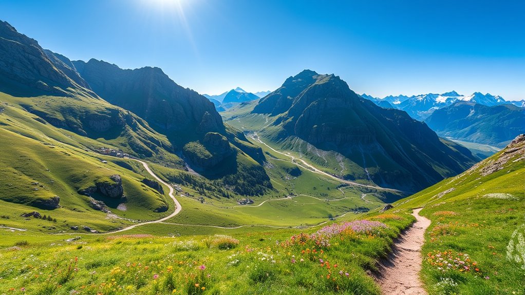 alpine flora and mountain vistas