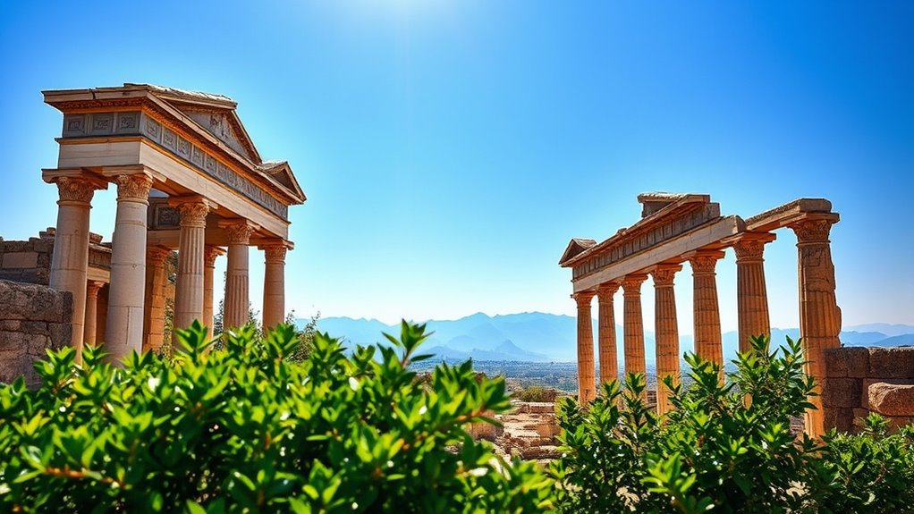 ancient ruins and landscapes