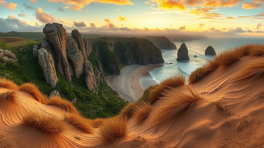 beachfront town with waves