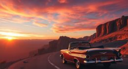 beautiful sunset road trip