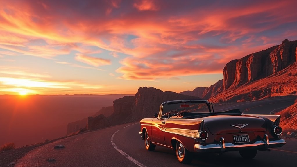 beautiful sunset road trip