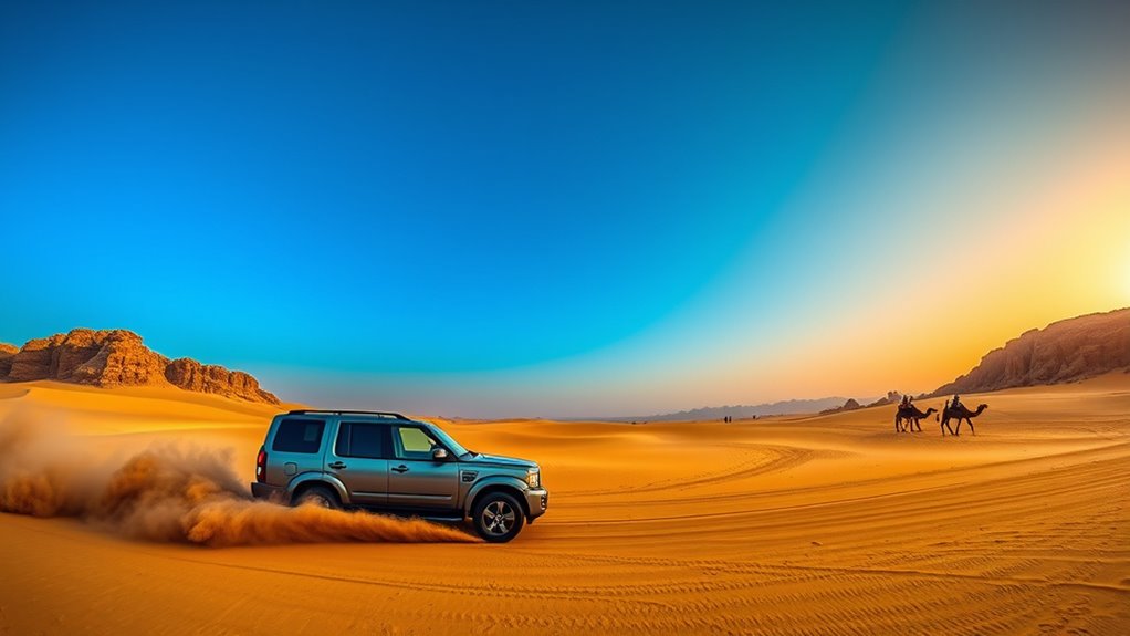 border crossing and desert landscape