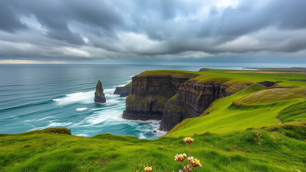 coastal town and natural landmarks