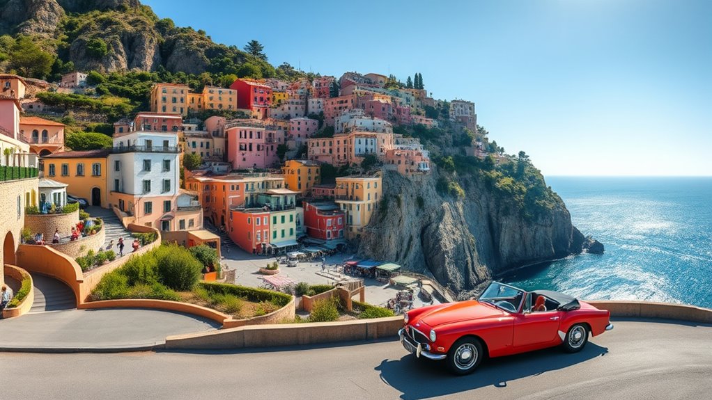 colorful cliffside seaside town