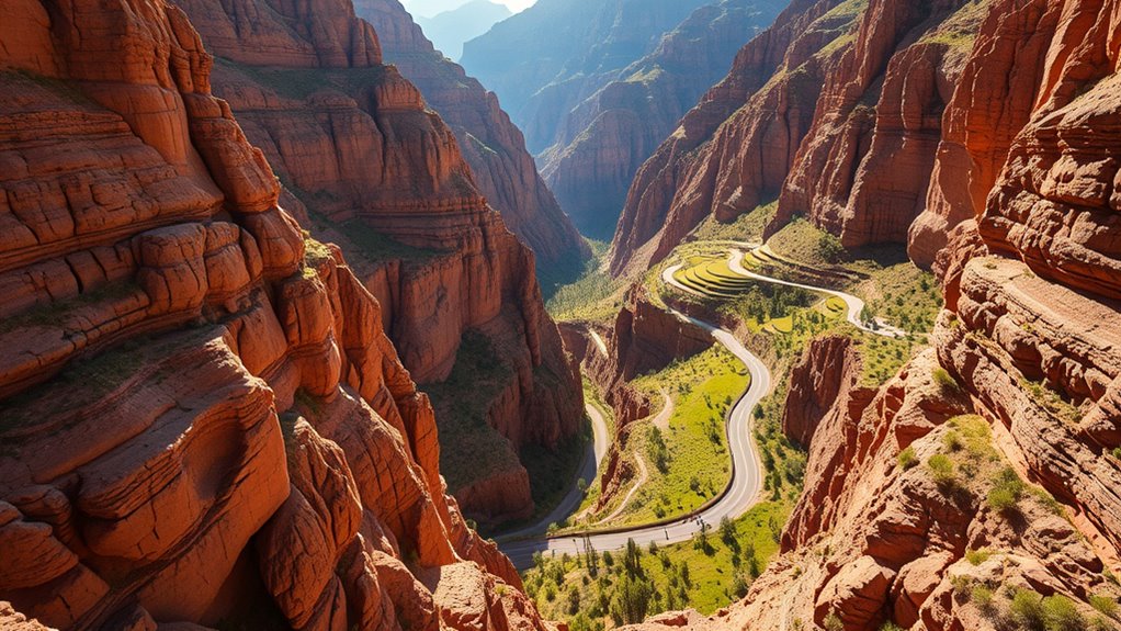 colorful layered canyon cliffs