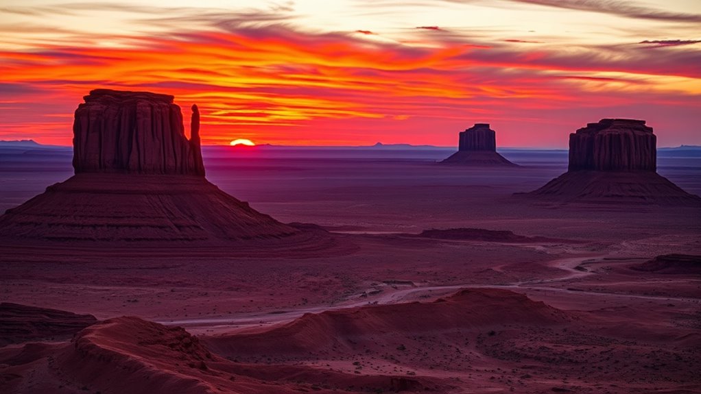 crimson sunset over mesas