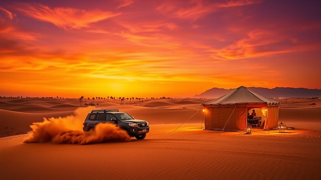 desert journey with camp setup