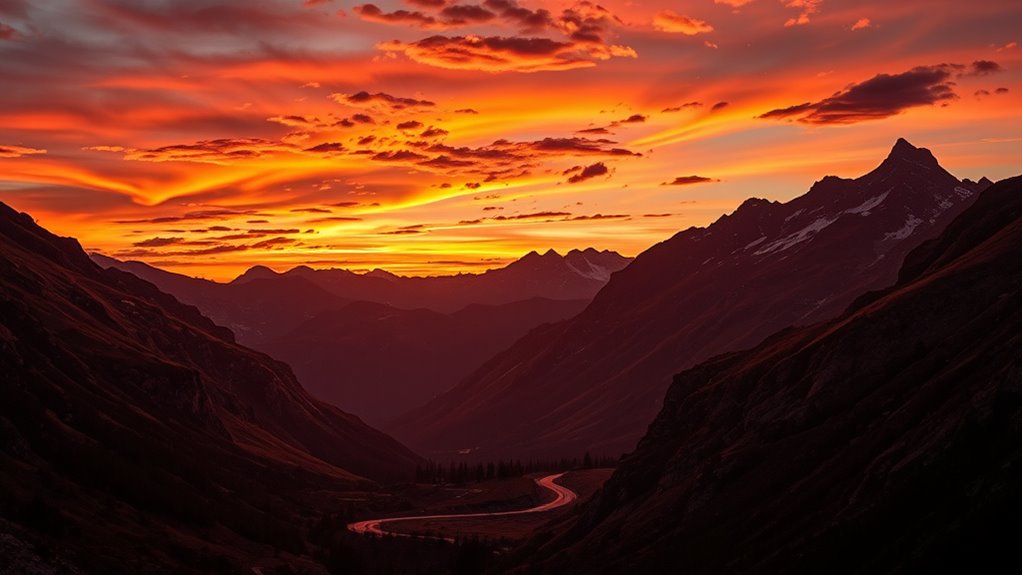 evening mountain glow scene