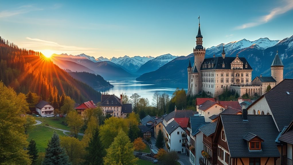fairy tale castle alpine scenery