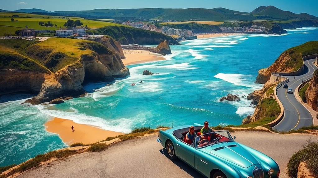 glamorous surfing coastal town