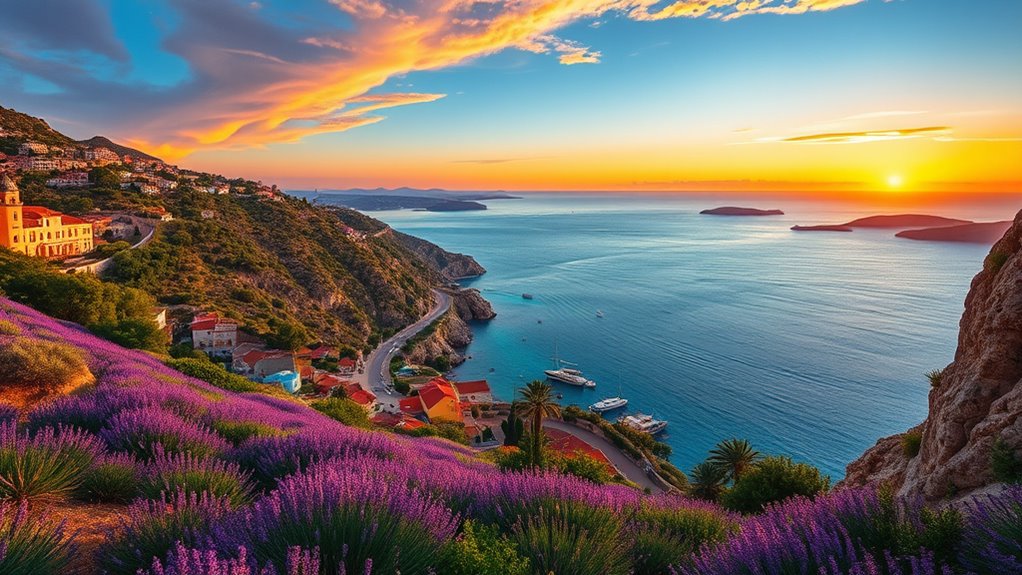 lavender fields coastal sunsets