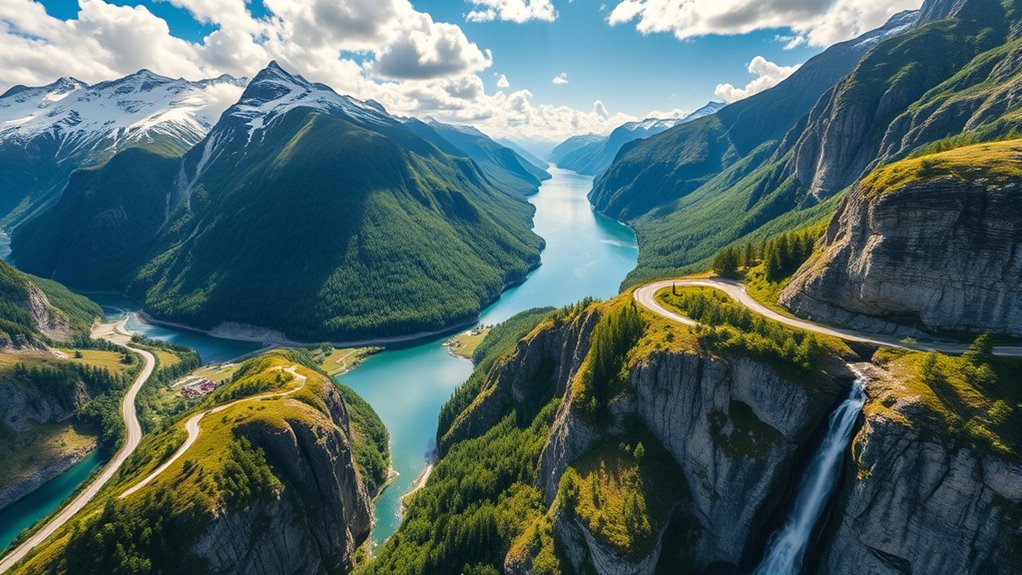 majestic fjord waterfalls and trails