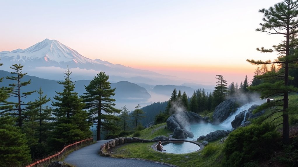 monkey bathing in hot springs