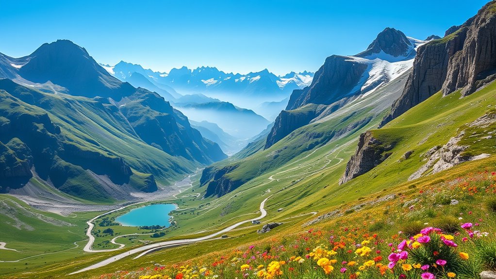 mountain passes with scenic railway routes