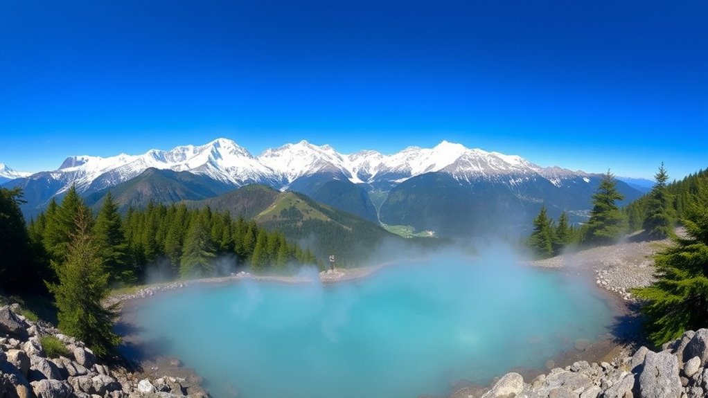 mountain trek with scenic bridge