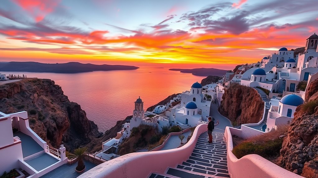 santorini sunset vibrant colors