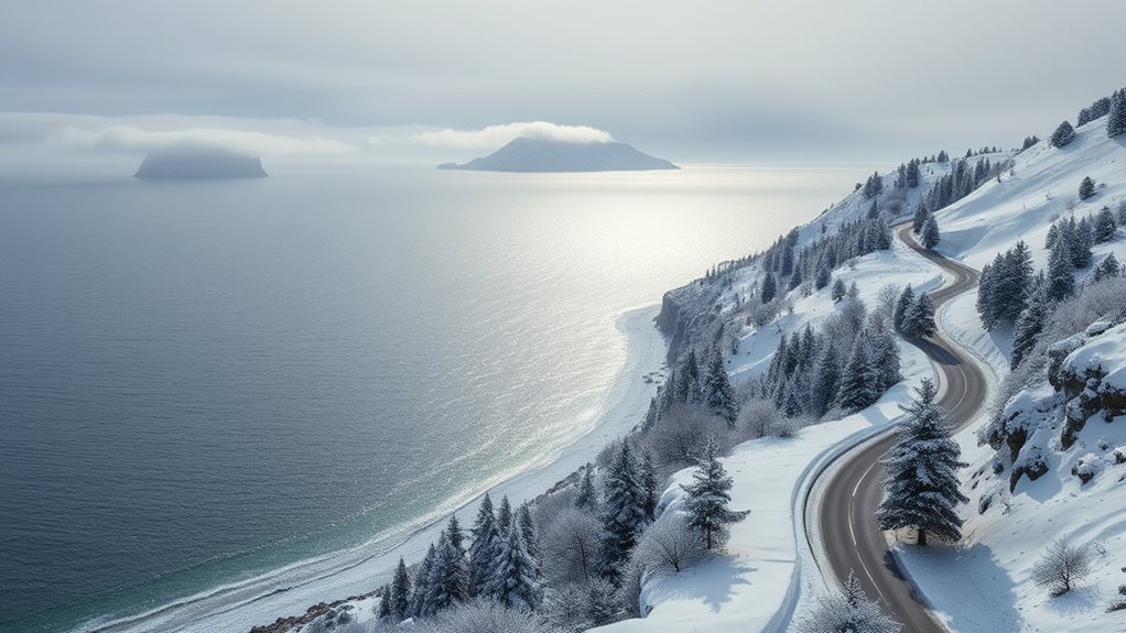 scenic coastal winter drive