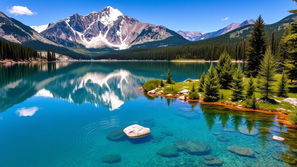 scenic lakes and waterfalls