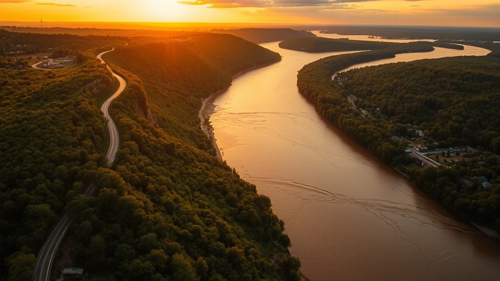 scenic riverfront bluff views