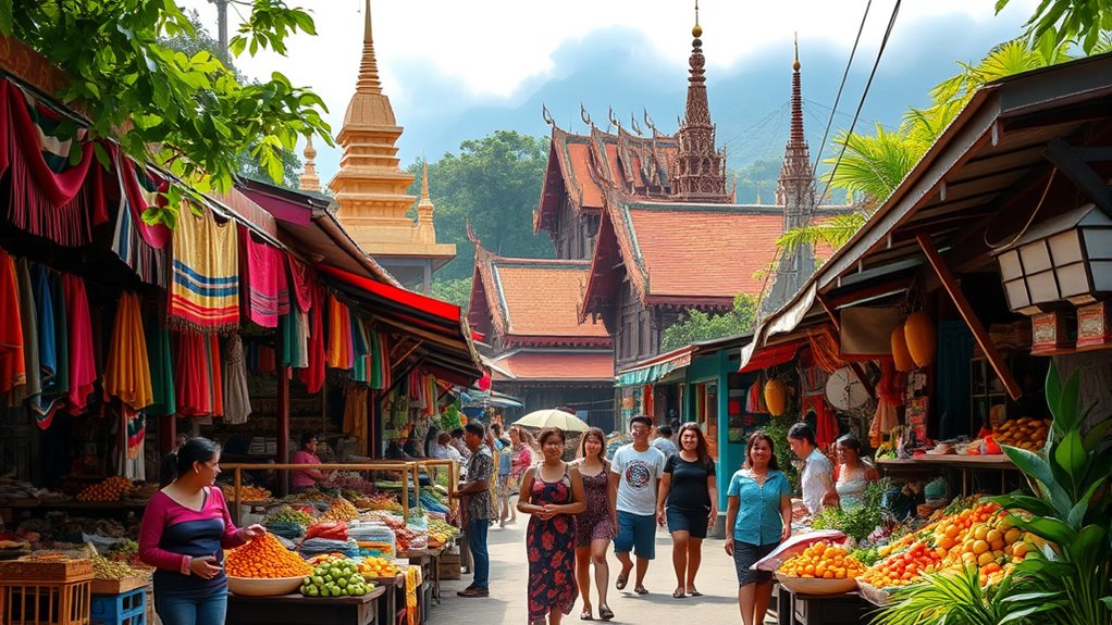 temple architecture and local markets