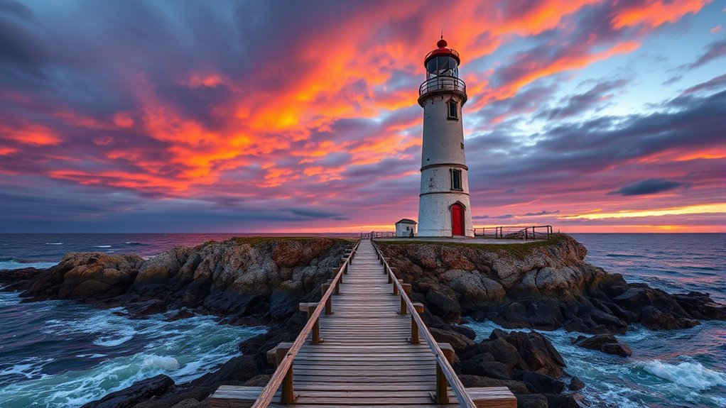 twin lighthouses guiding mariners