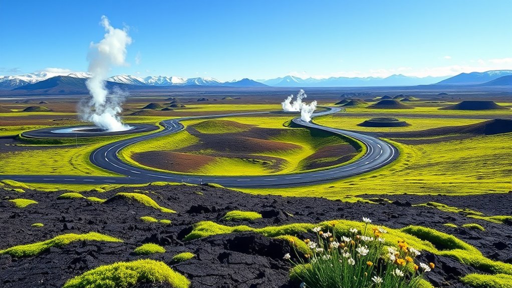 volcanic landscapes and hot springs