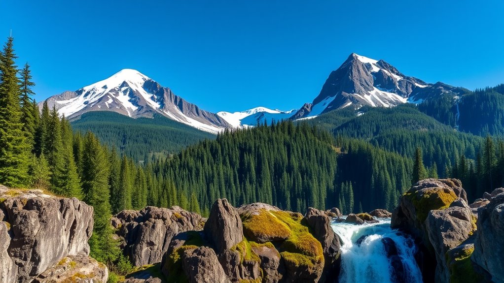 volcanic peaks with hiking trails
