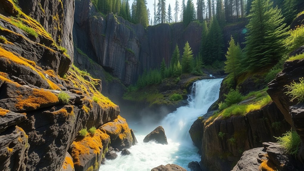 waterfalls carve lush ecosystems