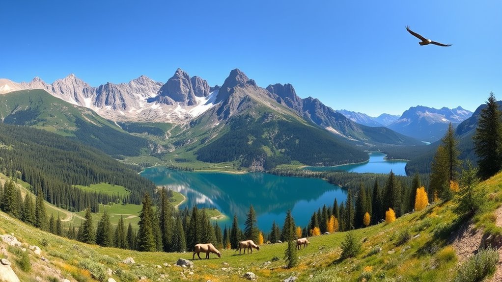 wildlife and mountain scenery
