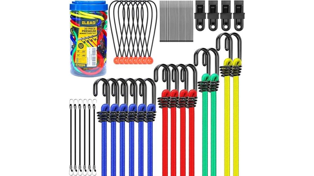 33 piece bungee cord set