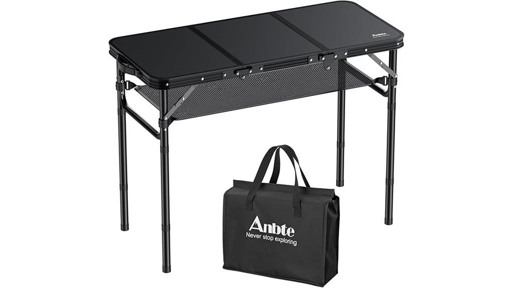 adjustable folding camping table