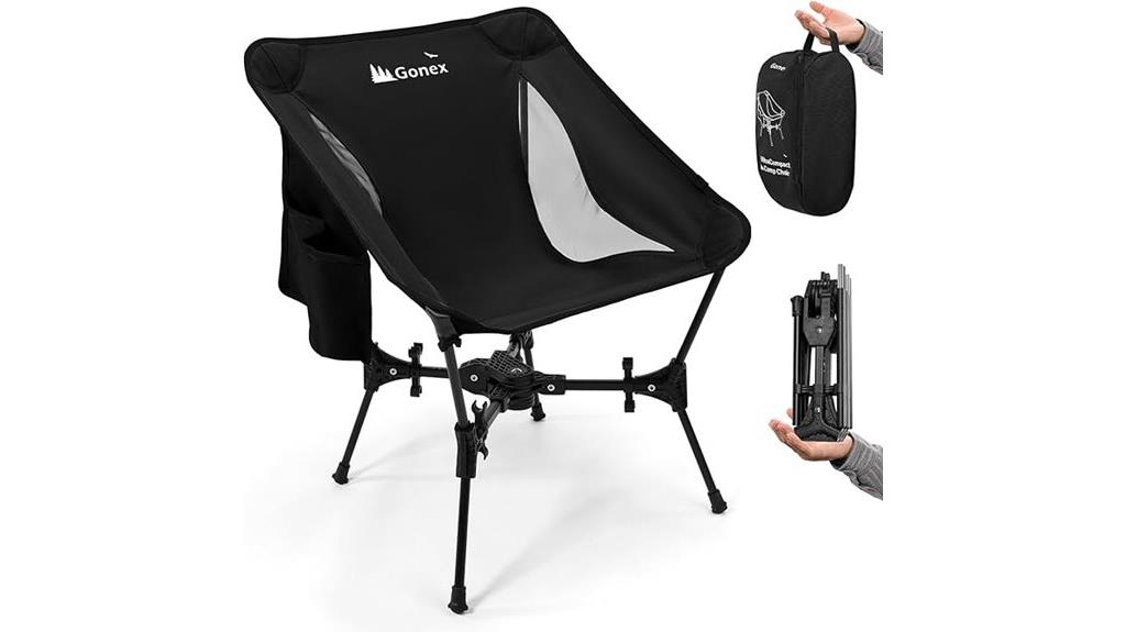 black portable camping chair