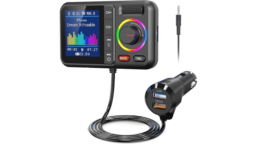 bluetooth fm transmitter with screen