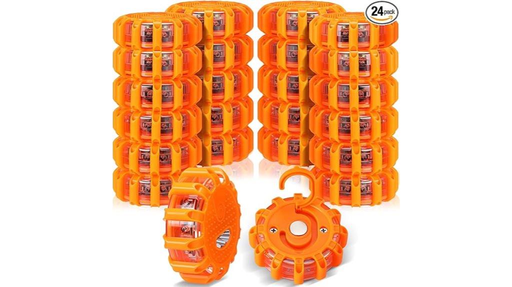 bright emergency warning flares