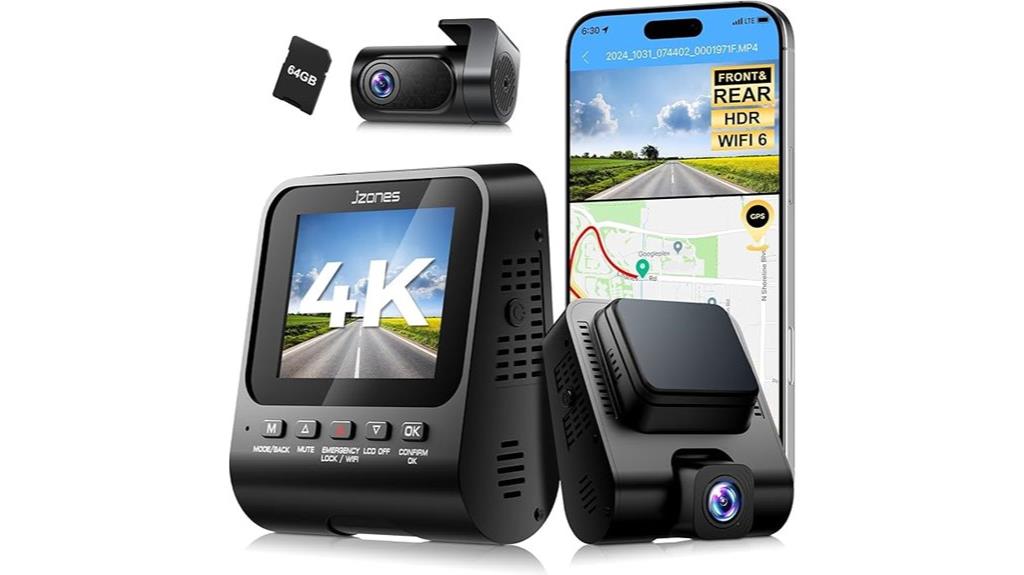 dual 4k and 1080p dash cameras