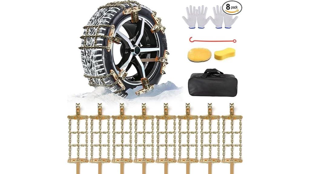 eight piece vehicle snow chains