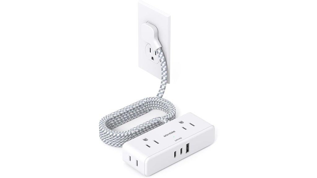 flat multi outlet usb cord