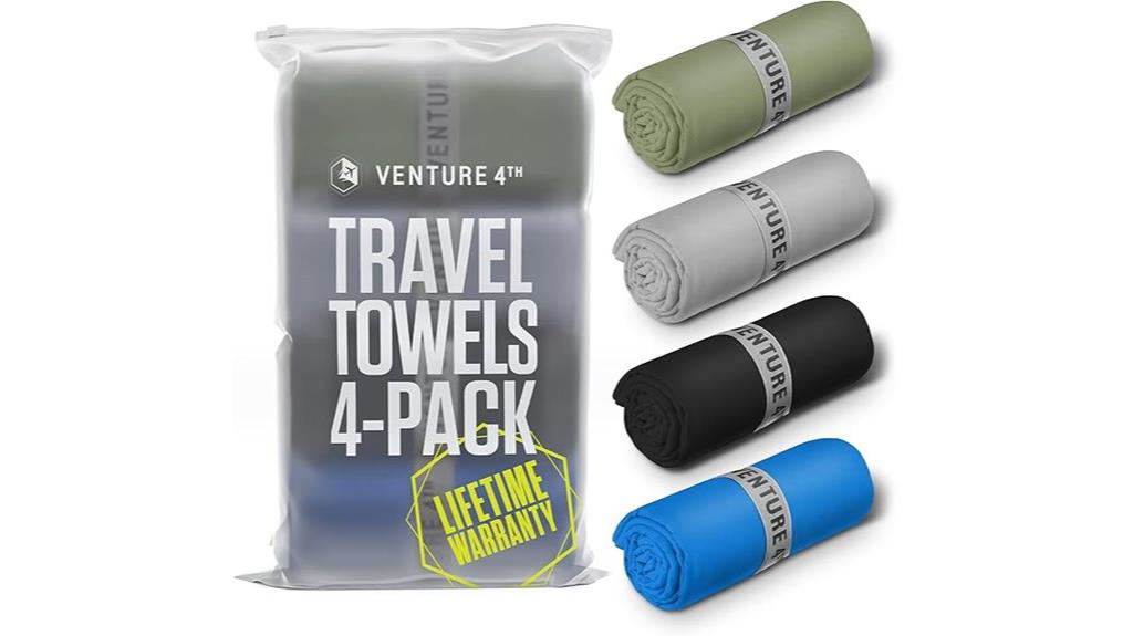 four microfiber travel towels
