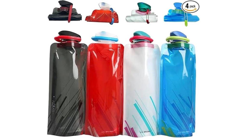 four pack collapsible water bottles