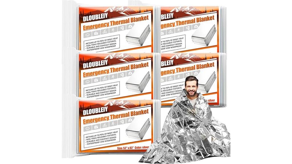 pack of five emergency blankets