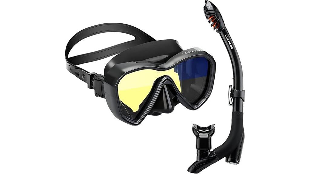 panoramic mask with dry snorkel