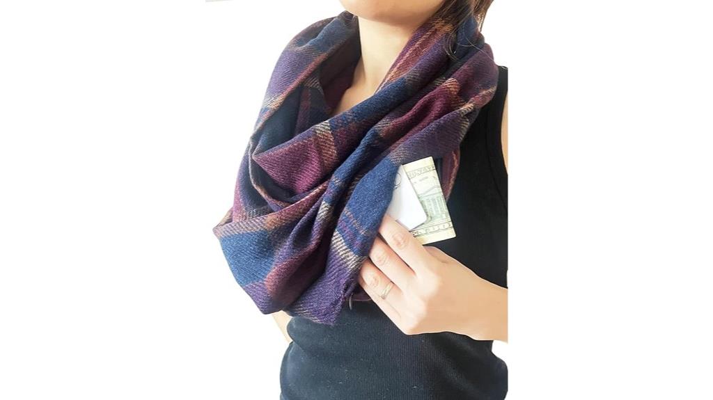 plaid infinity scarf with pocket