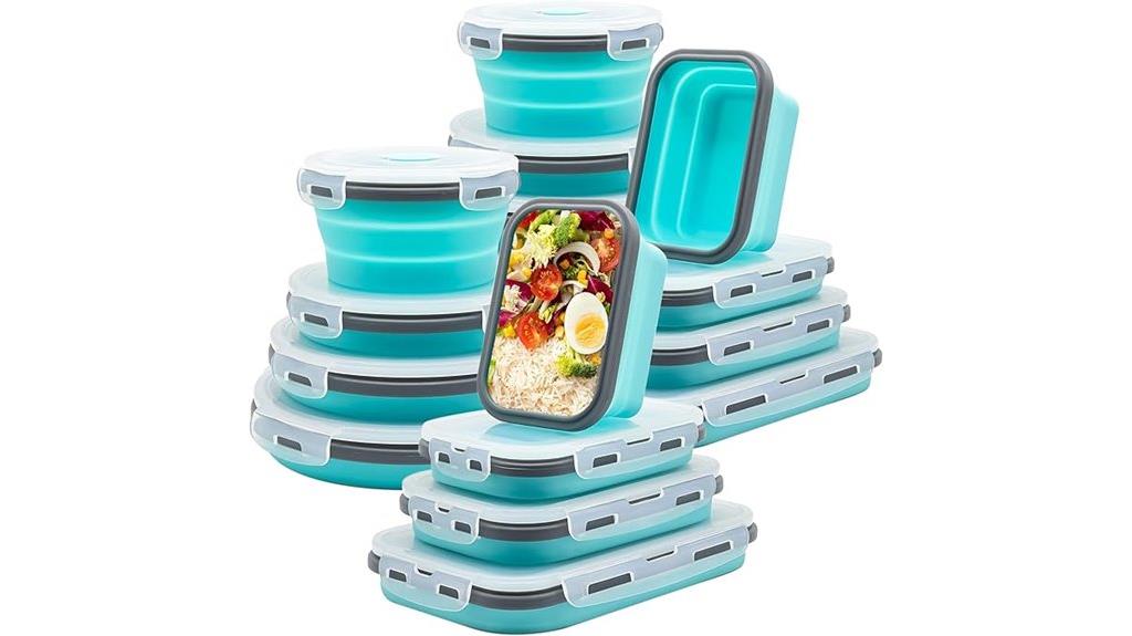 set of sixteen collapsible silicone containers