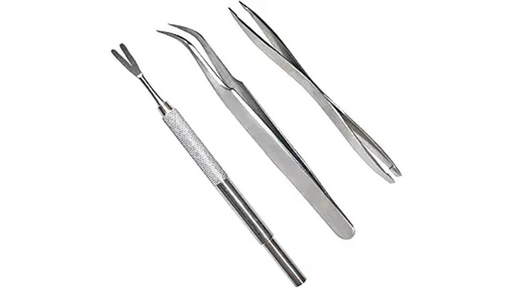 set of three tick removal tools