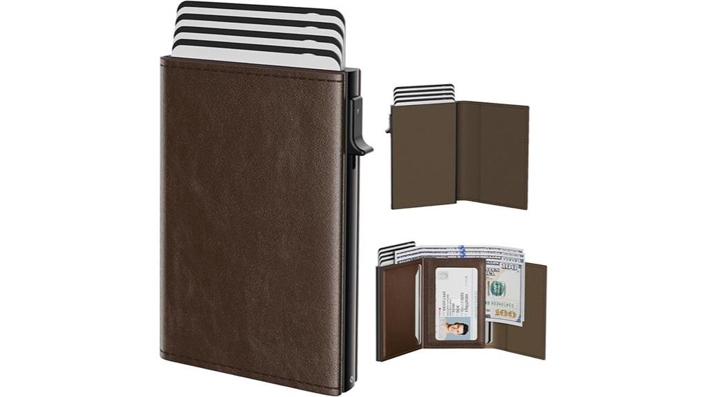 slim aluminum leather wallet