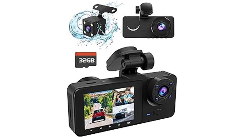 triple camera 4k dashcam