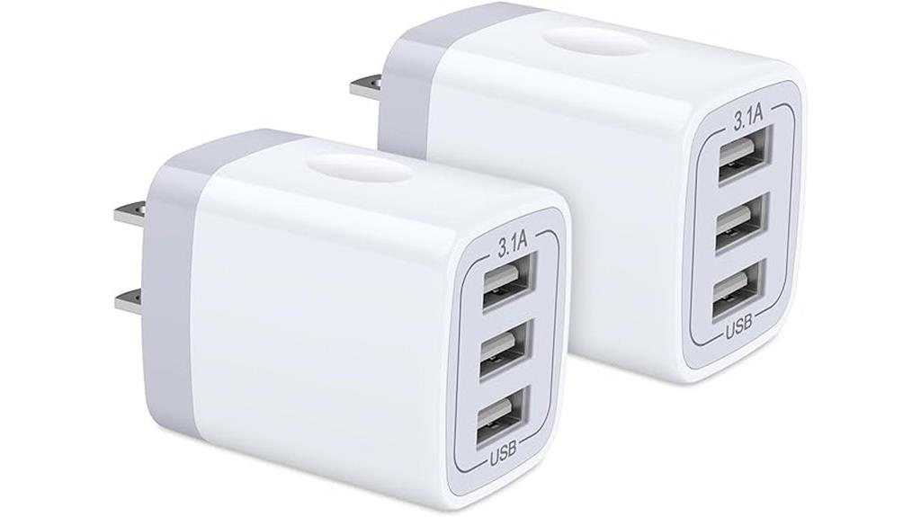two usb wall chargers