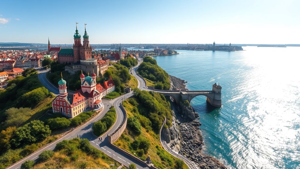 medieval castles coastal scenery