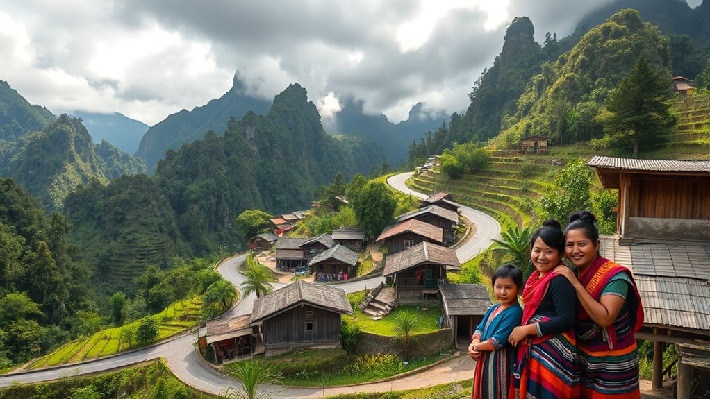 scenic waterfalls and hill tribes