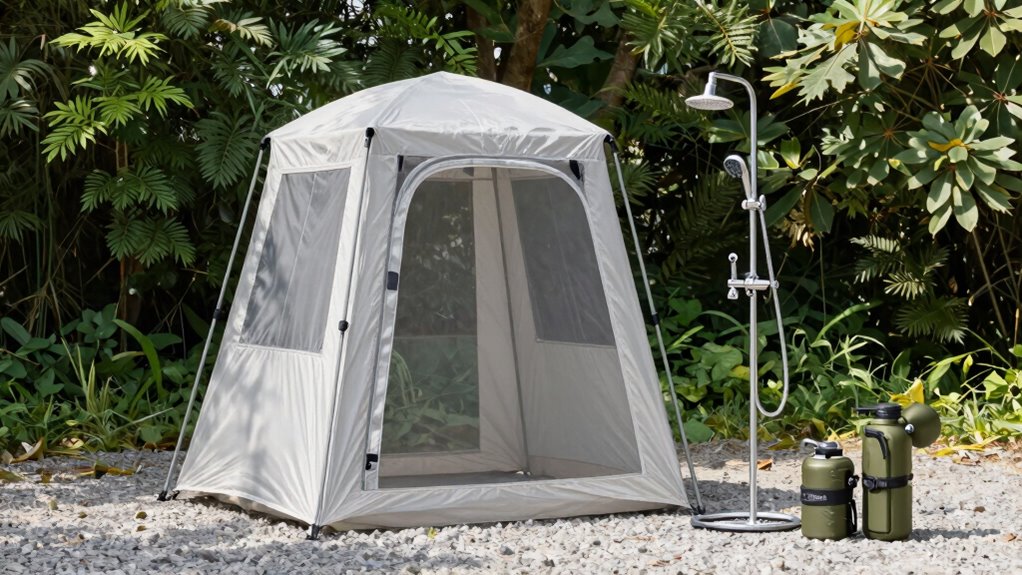 set up private outdoor shower